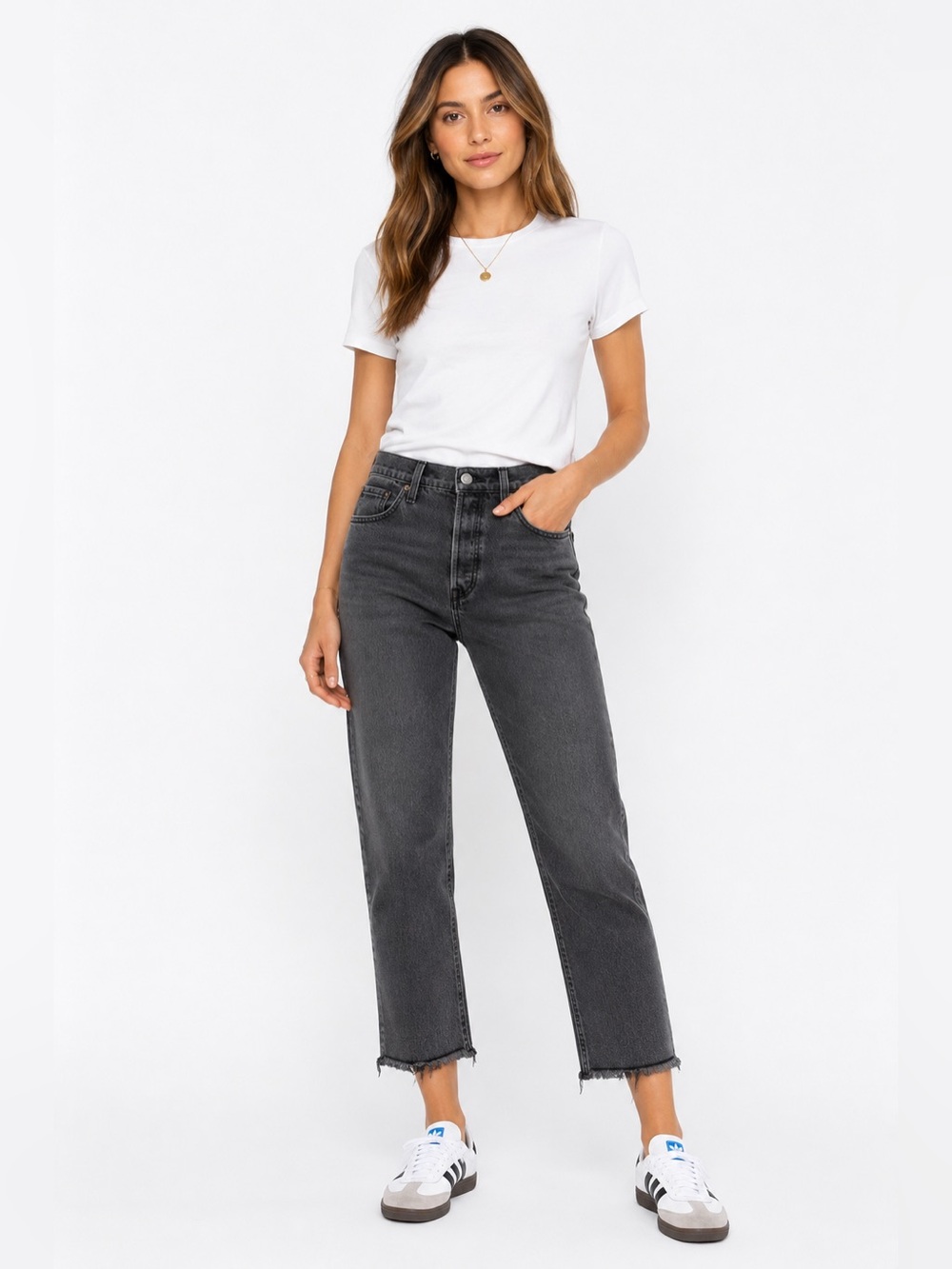 Levi's Women's High-Rise Straight Leg Jeans in Charcoal Gray
